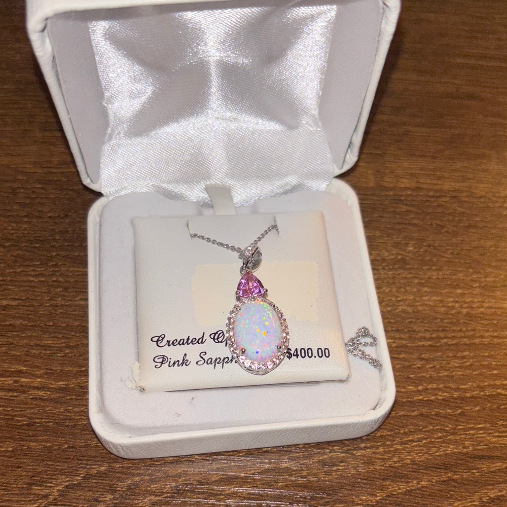 Elegant Opal and Pink Sapphire Necklace